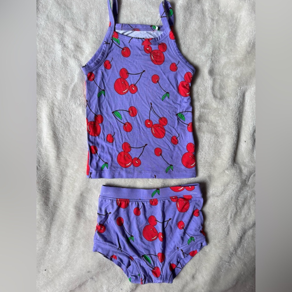 Magical Mamas Disney Cherry Print Matching Tank & Brief Set - Purple